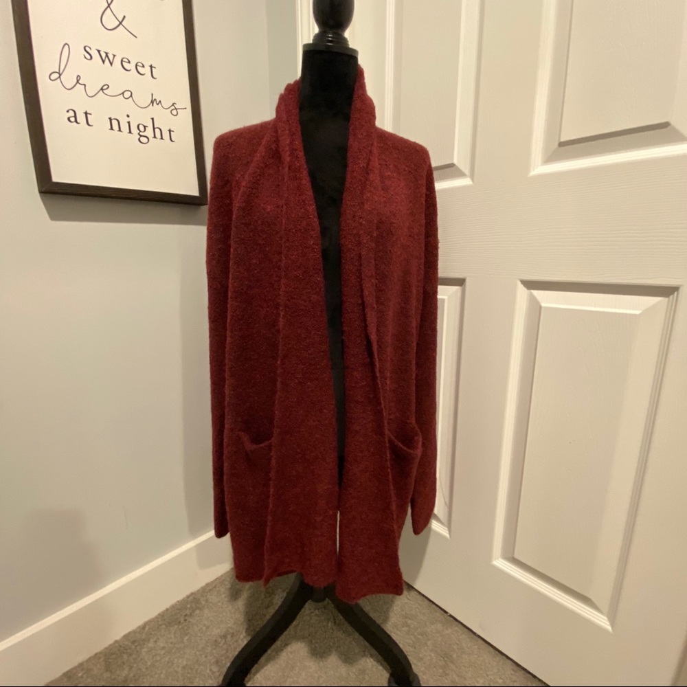 AVA VIV long burgundy open cardigan